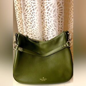 Olive green leather shoulder bag